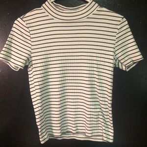 white/black stripe crop top